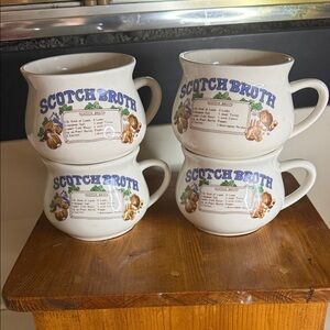 1970s - 1980s Scotch Broth Cream Soup Mugs Set of 4